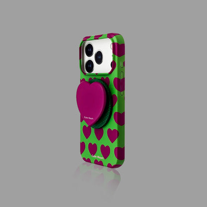 Heart & Polka Dot iPhone Case with Magnetic Heart Stand