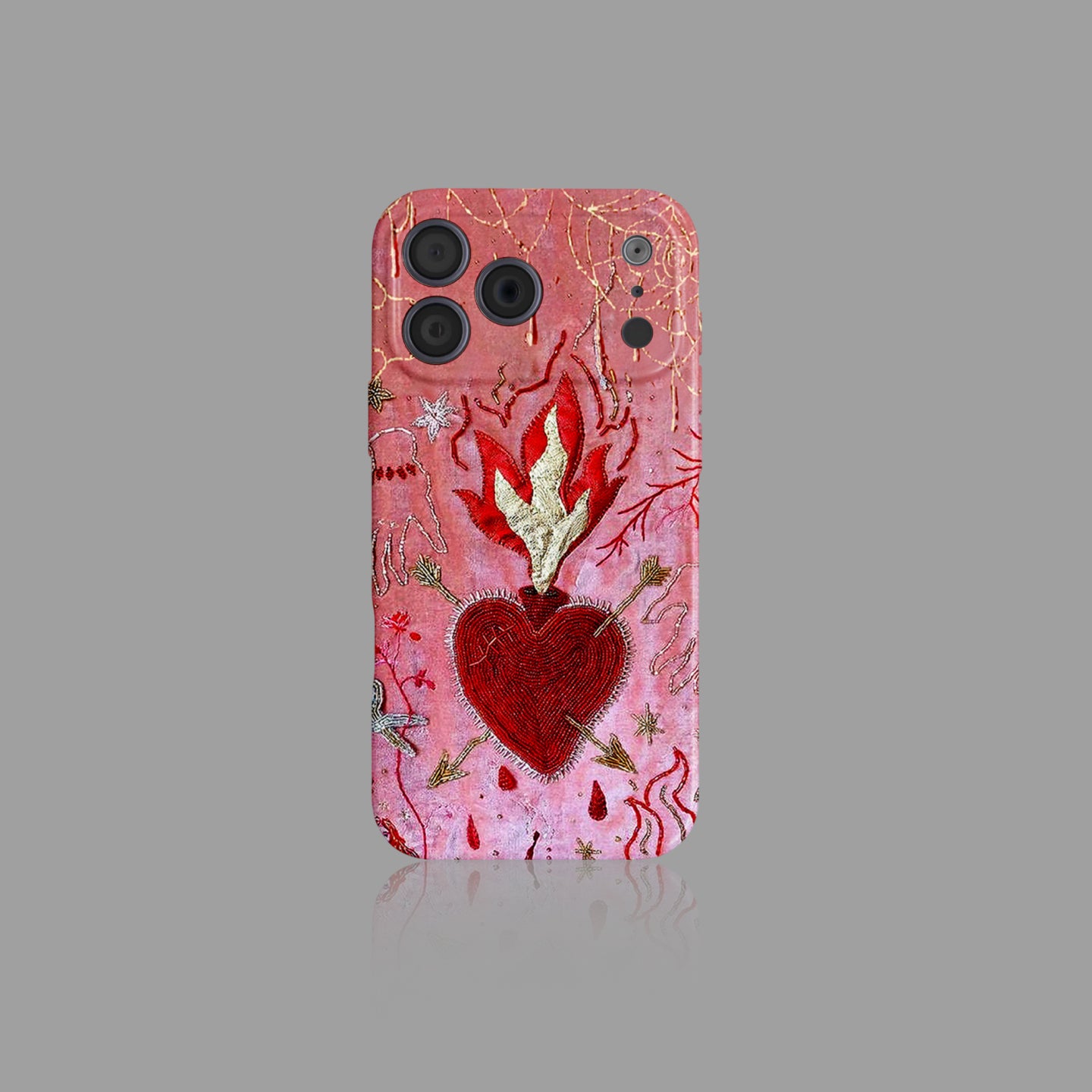 Vintage Burning Heart Embossed Art iPhone Case
