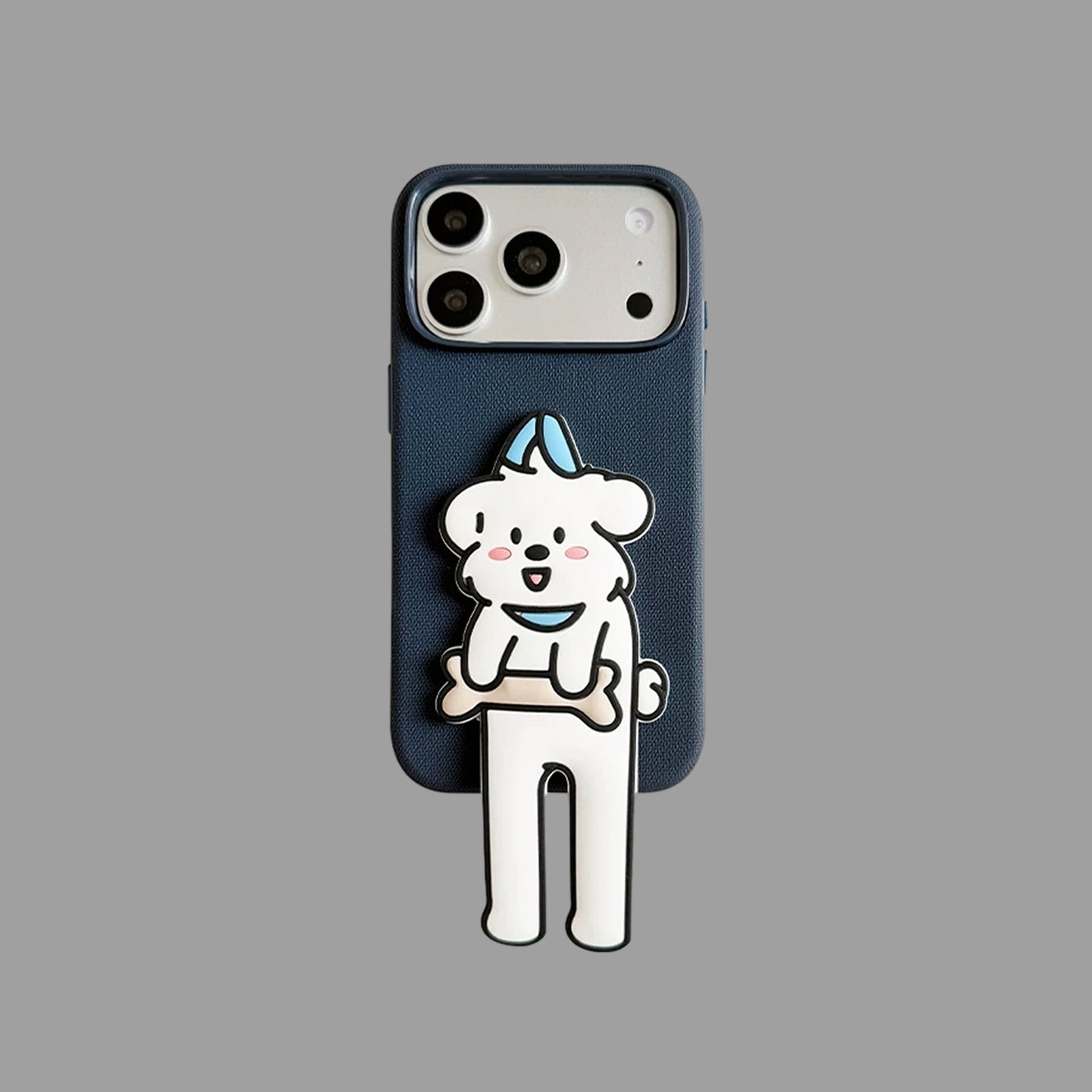 Long‑Leg Animal Stand iPhone Case, Fabric Texture 3D Cartoon Protective Cover