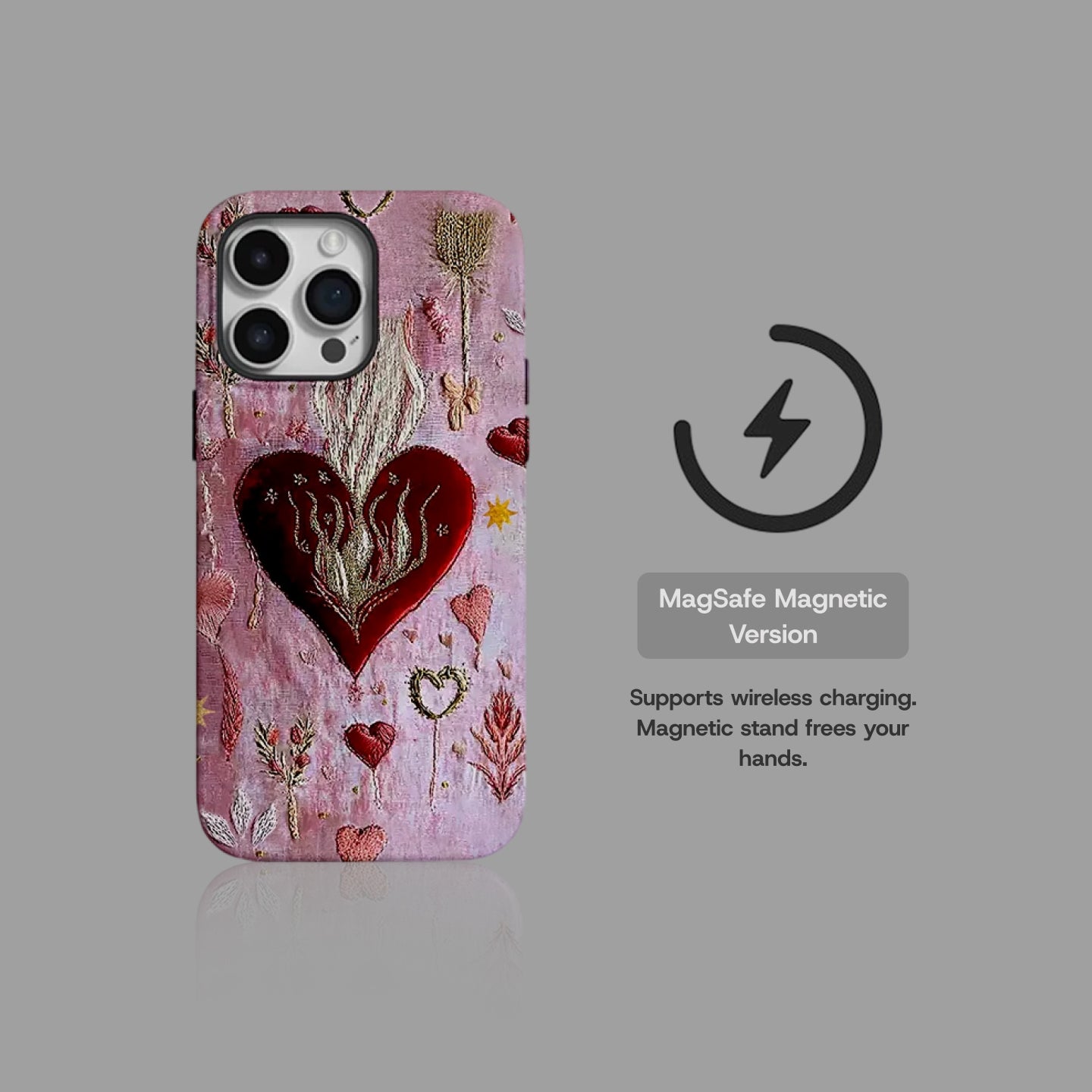 Vintage Burning Heart Embossed Art iPhone Case