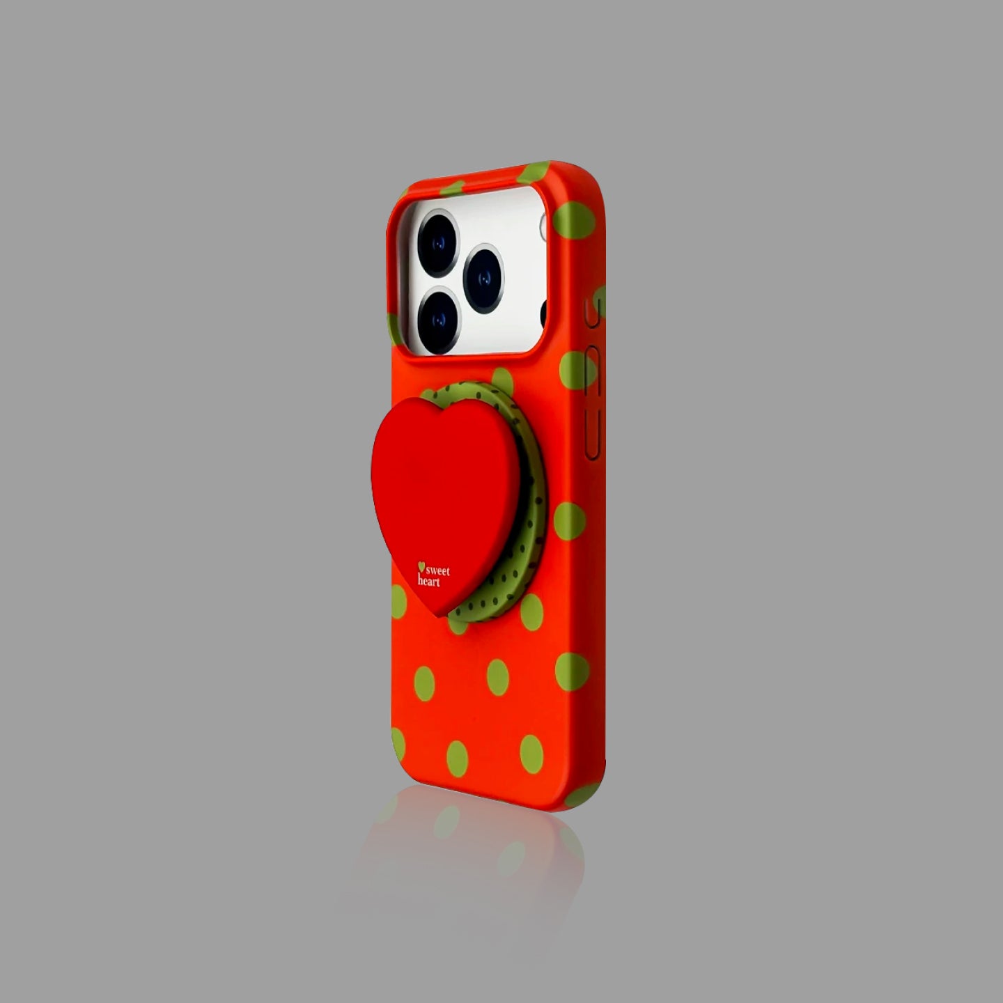 Heart & Polka Dot iPhone Case with Magnetic Heart Stand