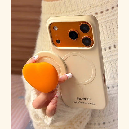 Dopamine Contrast Color MagSafe iPhone Case with Heart Magnetic Stand