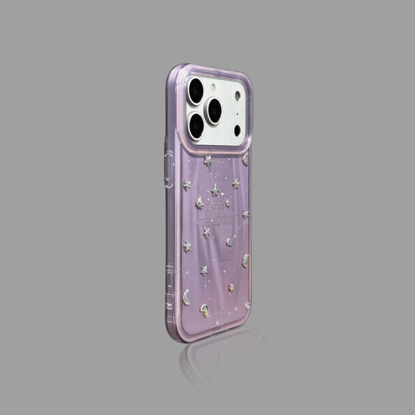 Purple Wavy iPhone Case with DIY Star Moon Rhinestone Stickers