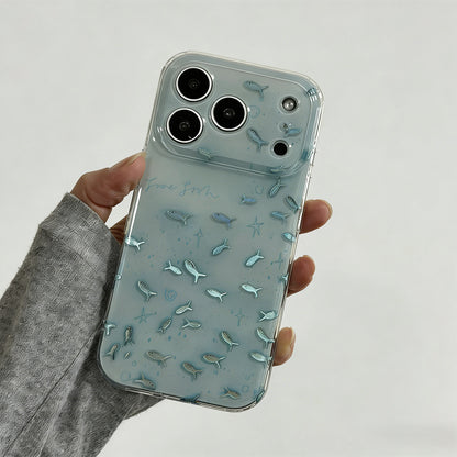 Clear Mint Blue Iridescent Fish iPhone Case