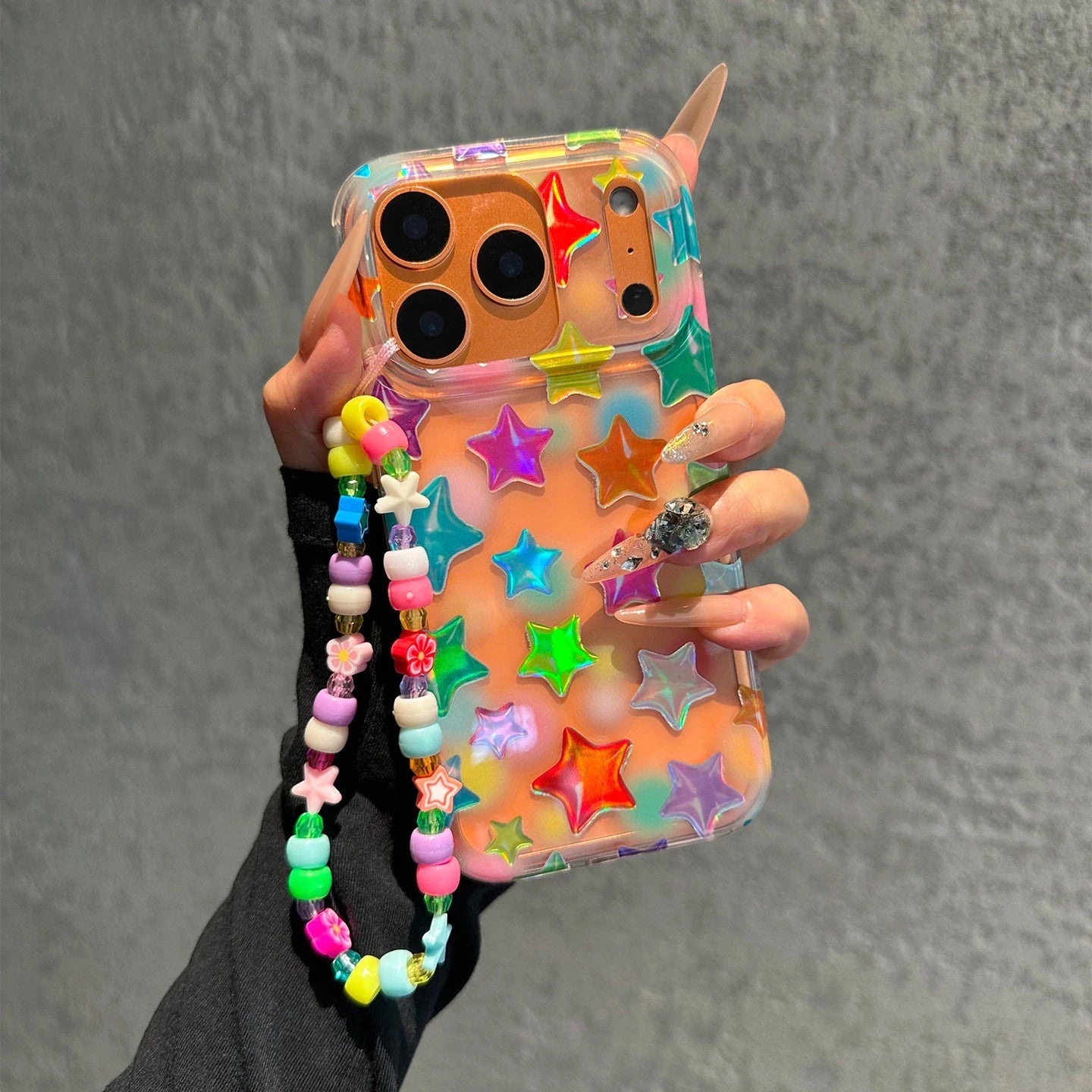 Dopamine Holographic Star iPhone Case, Semi-Transparent